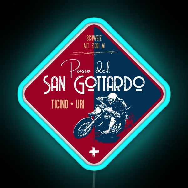 Saint Gotthard Pass Switzerland 01 Motorcycle Led Led RGB Neon Sign