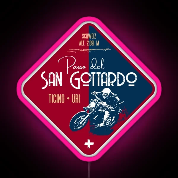 Saint Gotthard Pass Switzerland 01 Motorcycle Led Led RGB Neon Sign