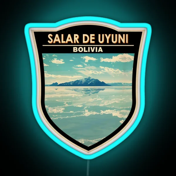 Salar De Uyuni Bolivia Travel Art Badge RGB Neon Sign