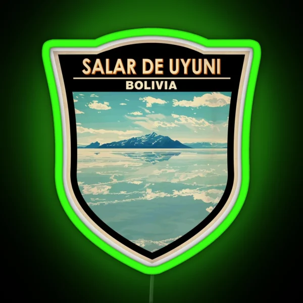Salar De Uyuni Bolivia Travel Art Badge RGB Neon Sign