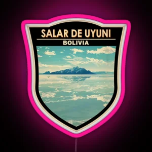 Salar De Uyuni Bolivia Travel Art Badge RGB Neon Sign