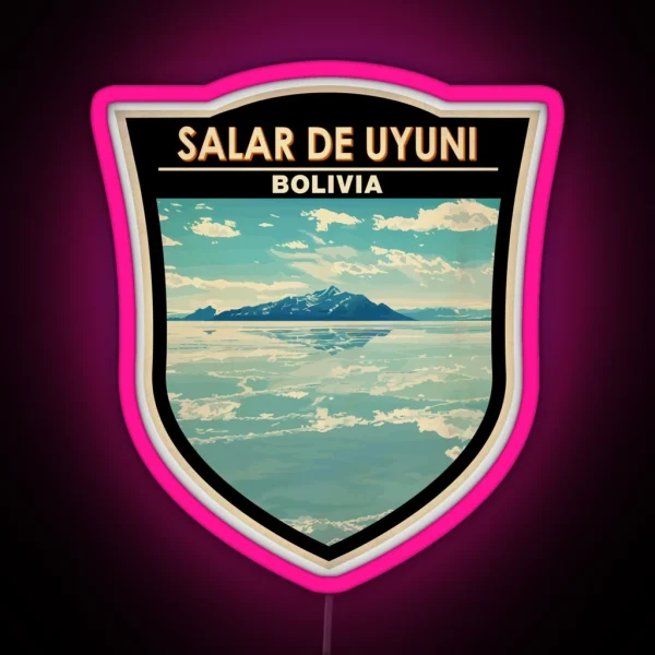 Salar De Uyuni Bolivia Travel Art Badge RGB Neon Sign