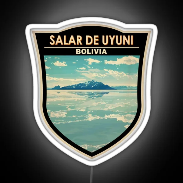 Salar De Uyuni Bolivia Travel Art Badge RGB Neon Sign