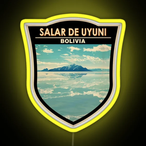 Salar De Uyuni Bolivia Travel Art Badge RGB Neon Sign