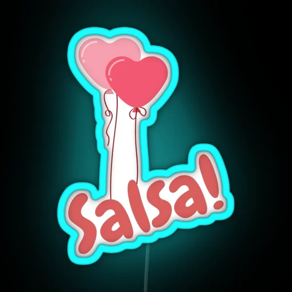 Salsa Balloon Hearts RGB Neon Sign