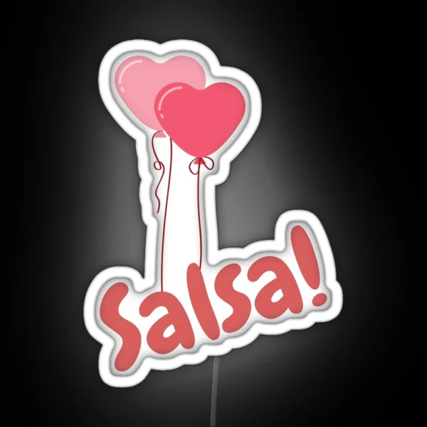 Salsa Balloon Hearts RGB Neon Sign