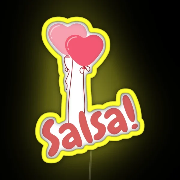 Salsa Balloon Hearts RGB Neon Sign