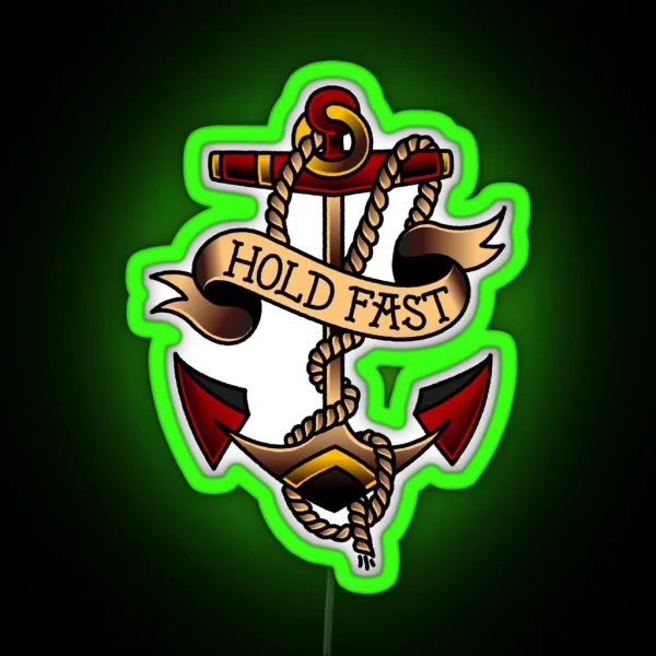 Salty Dog American Traditional Hold Fast Anchor RGB Neon Sign