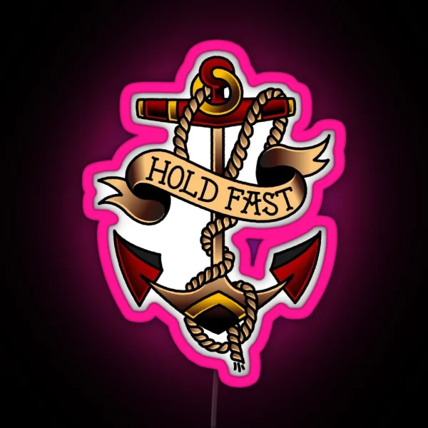 Salty Dog American Traditional Hold Fast Anchor RGB Neon Sign