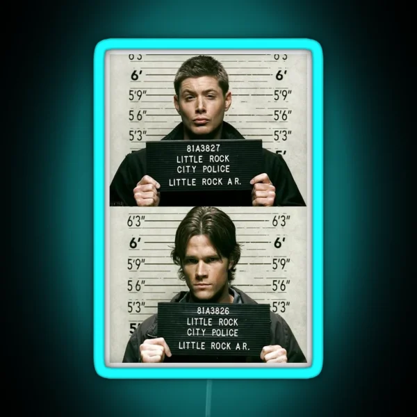 Sam And Dean Mugshots RGB Neon Sign