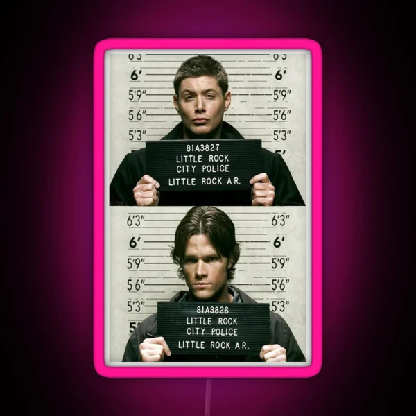 Sam And Dean Mugshots RGB Neon Sign