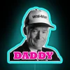 rgb neon sign displaying sam walton daddy in vibrant blue colors