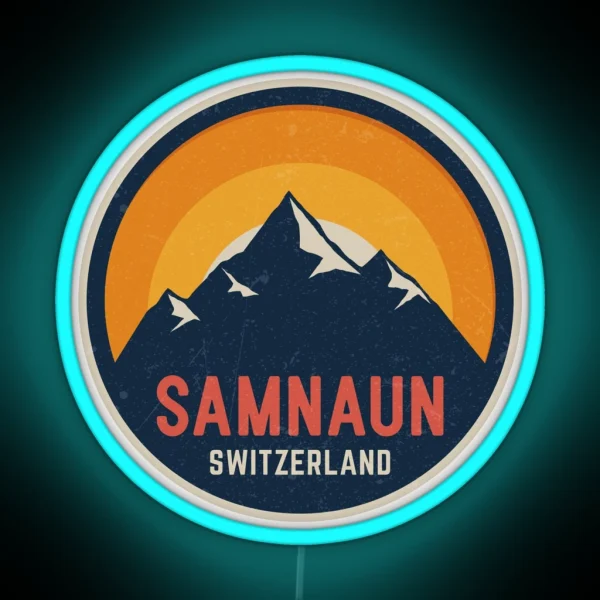 Samnaun Switzerland Mountain Design RGB Neon Sign