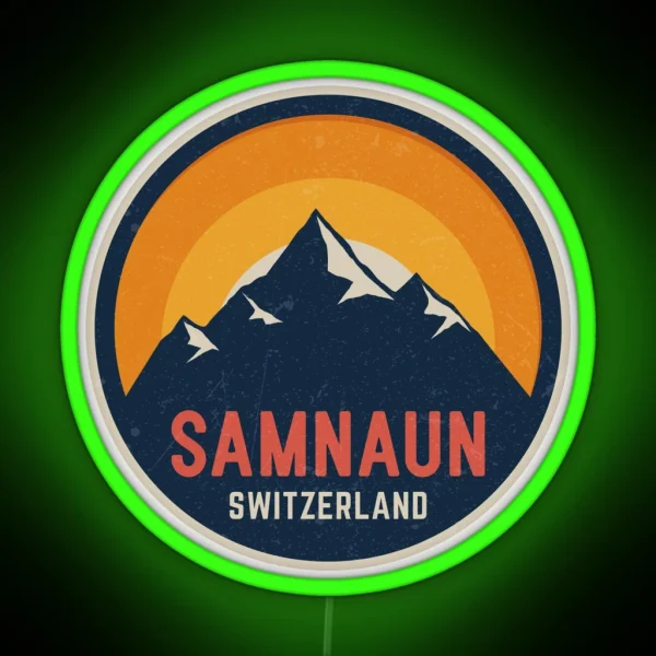 Samnaun Switzerland Mountain Design RGB Neon Sign