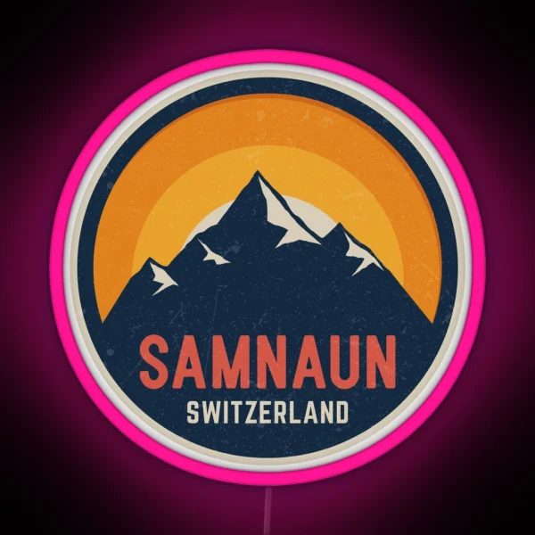 Samnaun Switzerland Mountain Design RGB Neon Sign