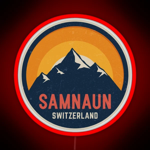 Samnaun Switzerland Mountain Design RGB Neon Sign