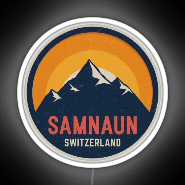 Samnaun Switzerland Mountain Design RGB Neon Sign