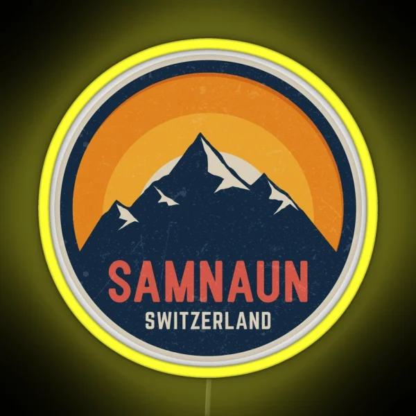 Samnaun Switzerland Mountain Design RGB Neon Sign