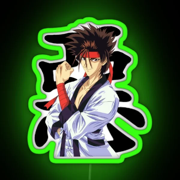 Sanosuke From Rurouni Kenshin Grey Background RGB Neon Sign