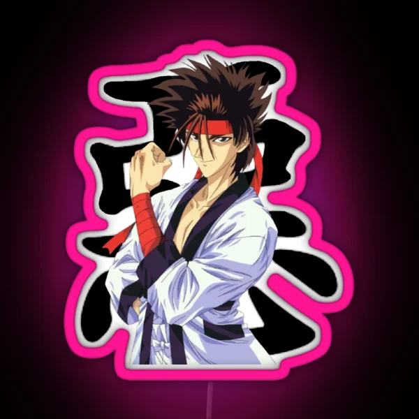 Sanosuke From Rurouni Kenshin Grey Background RGB Neon Sign