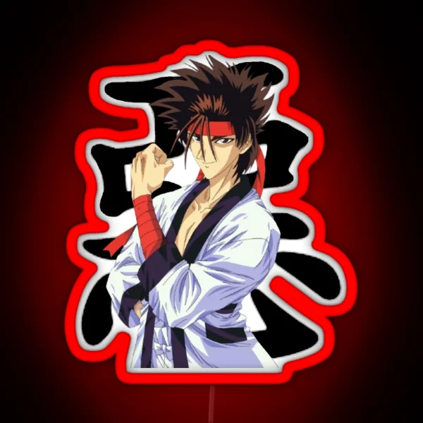 Sanosuke From Rurouni Kenshin Grey Background RGB Neon Sign