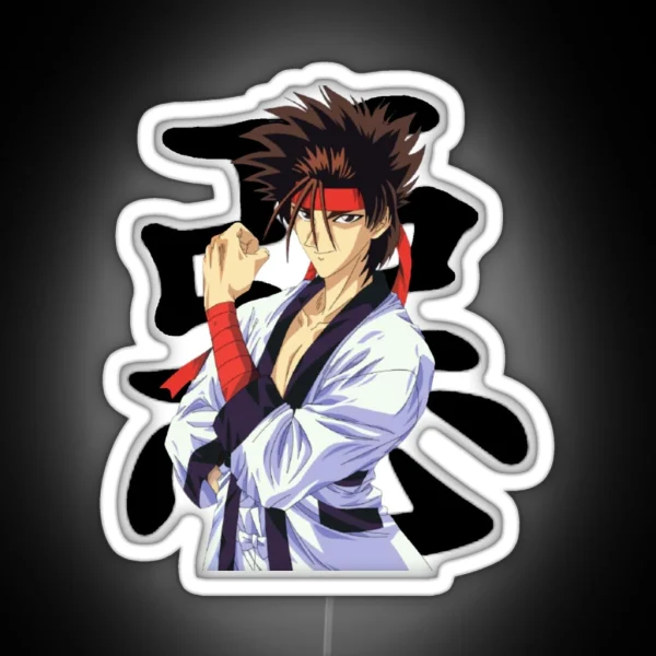 Sanosuke From Rurouni Kenshin Grey Background RGB Neon Sign