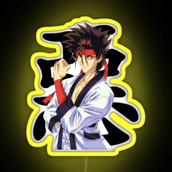 Sanosuke From Rurouni Kenshin Grey Background RGB Neon Sign