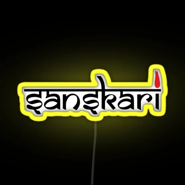 Sanskari Indian Desi Girl Or Boy Hindi Text Led RGB Neon Sign