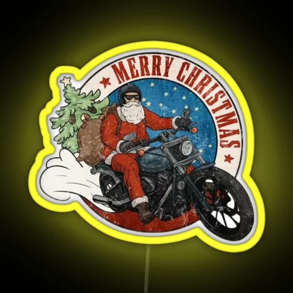 Santa Biker Led Merry Christmas Christmas Ornament Bike Santa Claus Biker Santa Christmas Gift RGB Neon Sign