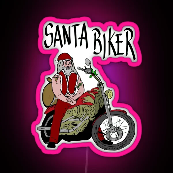 Santa Biker RGB Neon Sign