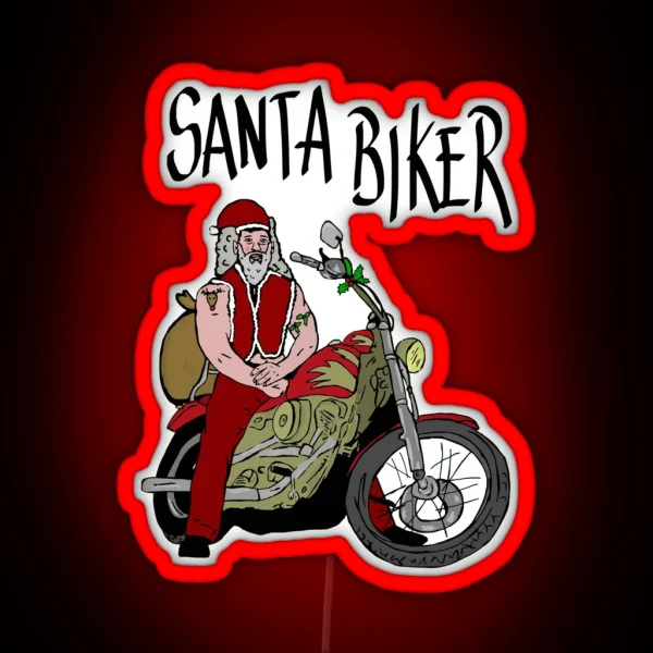 Santa Biker RGB Neon Sign