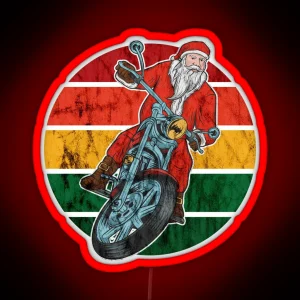 Santa Christmas Retro Sunset Biker RGB Neon Sign