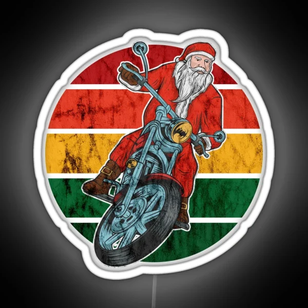 Santa Christmas Retro Sunset Biker RGB Neon Sign