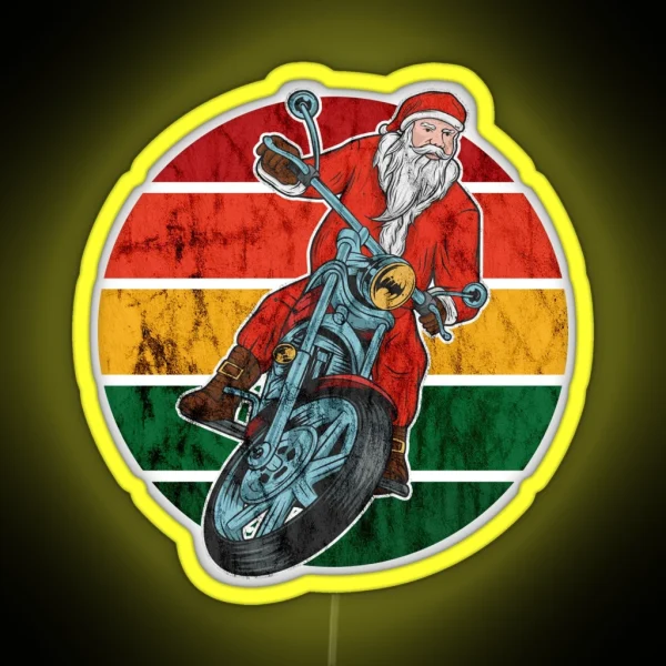 Santa Christmas Retro Sunset Biker RGB Neon Sign