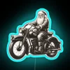 santa claus biker vintage classic motorcycle rgb neon sign blue