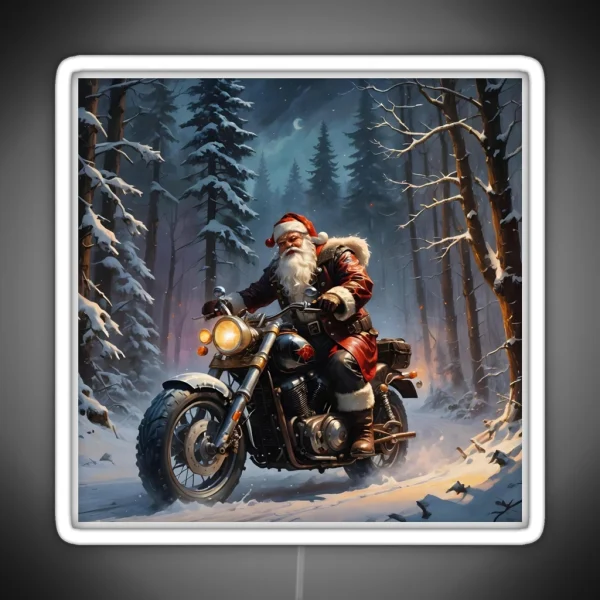 Santa Claus Is A Biker Now RGB Neon Sign
