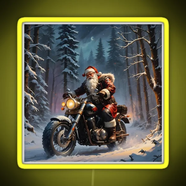 Santa Claus Is A Biker Now RGB Neon Sign