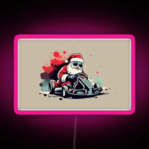 Santa Claus Is Driving RGB Neon Sign