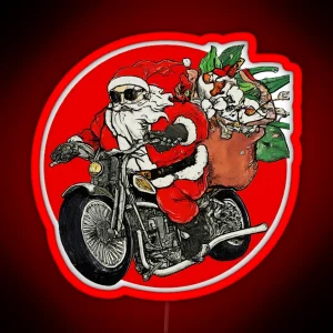 Santa Claus Motorcycle Ride Christmas Biker Holiday Santa Claus Biker Design Festive Christmas Gift Cool Santa RGB Neon Sign