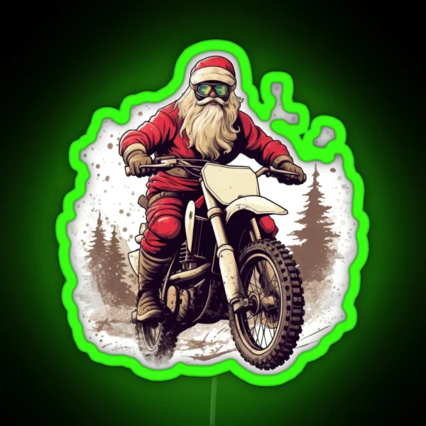 Santa Claus On A Motorbike Funny Gifts For Christmas RGB Neon Sign