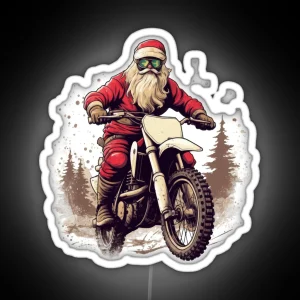 Santa Claus On A Motorbike Funny Gifts For Christmas RGB Neon Sign