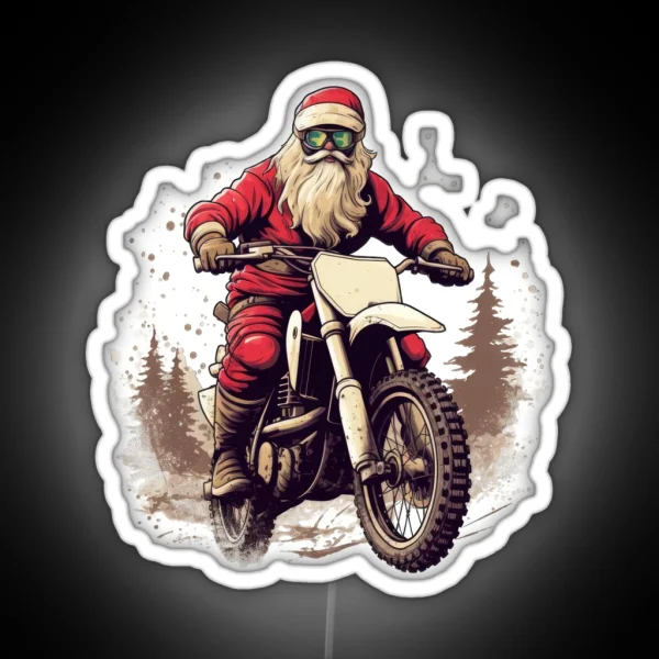 Santa Claus On A Motorbike Funny Gifts For Christmas RGB Neon Sign