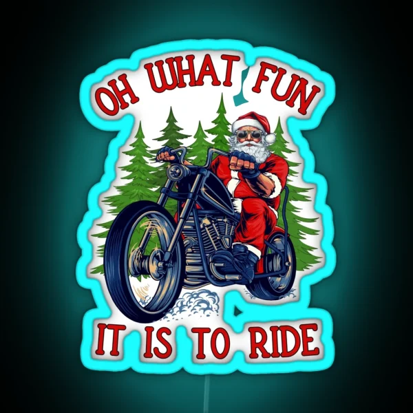 Santa Claus Santa Motorcycle Biker RGB Neon Sign