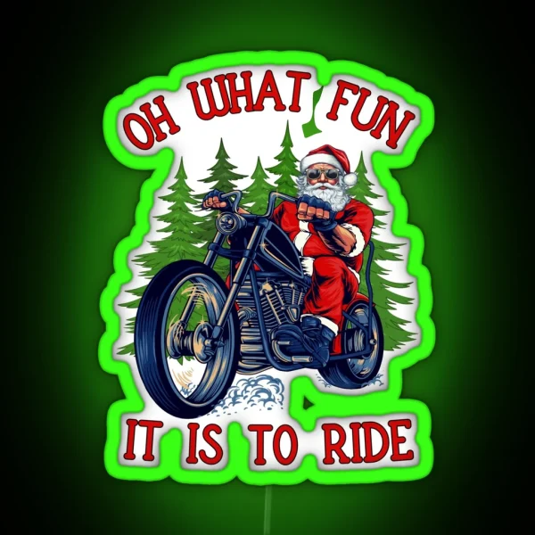 Santa Claus Santa Motorcycle Biker RGB Neon Sign