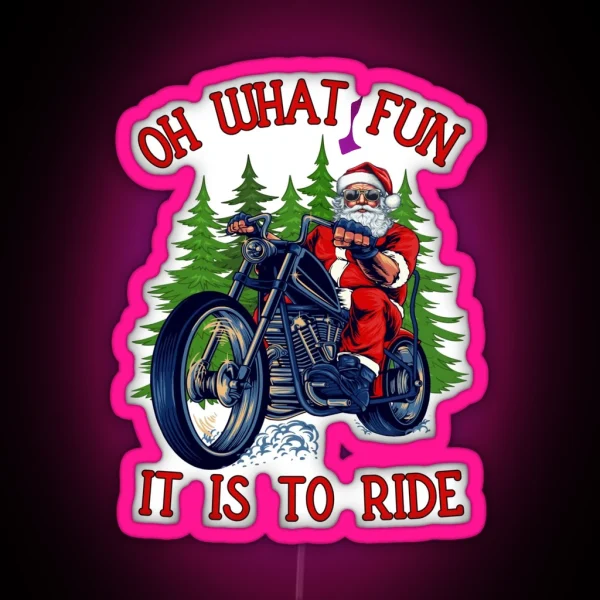 Santa Claus Santa Motorcycle Biker RGB Neon Sign