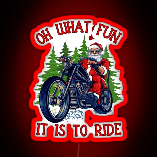 Santa Claus Santa Motorcycle Biker RGB Neon Sign