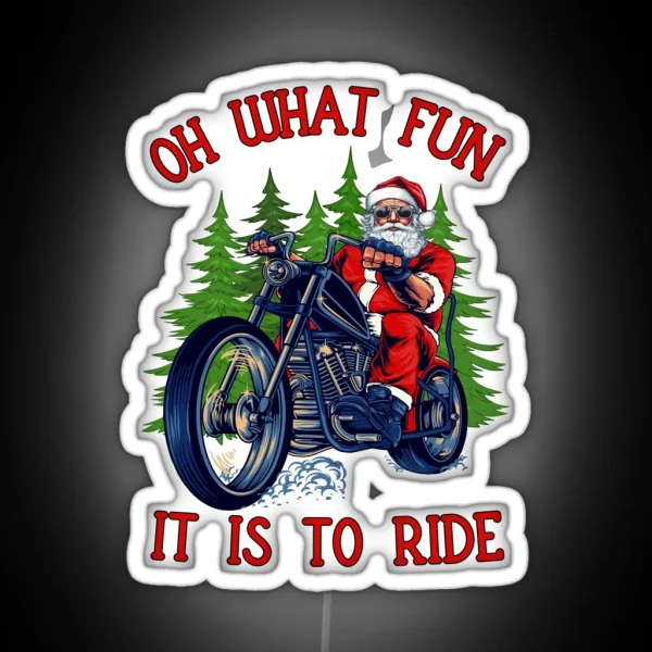 Santa Claus Santa Motorcycle Biker RGB Neon Sign