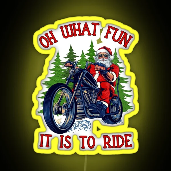 Santa Claus Santa Motorcycle Biker RGB Neon Sign