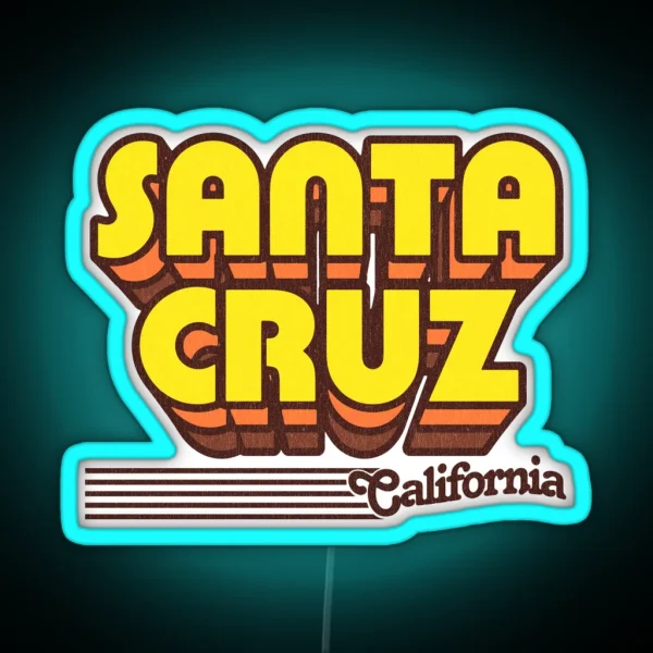 Santa Cruz California Retro Stripes RGB Neon Sign