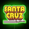 neon retro striped sign in santa cruz california with rgb and green lighting